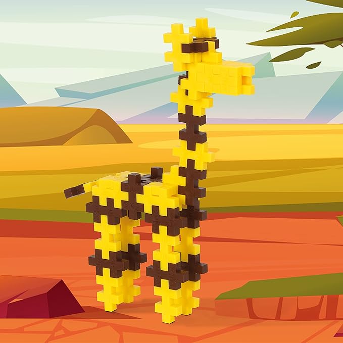 Plus Plus 3D Animal Figure Building Block Set, 70 Mini Interlocking Puzzle Pieces, Fun Stem Toys for Kids - Giraffe Maker Tube