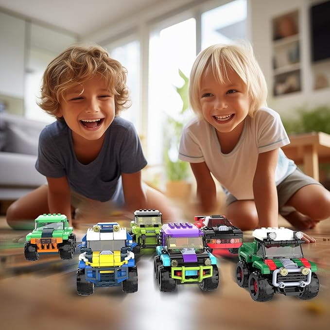 Monster Truck Micro Brick Building Toy for Boys and Girls, Pull Back Car Toys for Kids, DIY Building Toy, Gift Idea for Teens Ages 8+ Kids