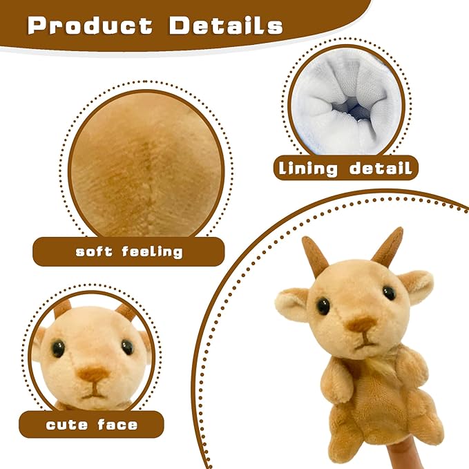 Jungle 6pcs Finger Puppets Set, Cute Animal Puppet for Role-Playing Mini Hand Puppets Hippopotamus Wolf Chimpanzee Rhinoceros Elephant Goat (jungle03)