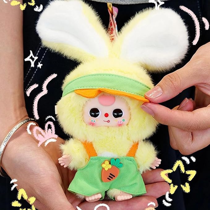 Baby Three Miniature Bunny Series Doll Box, Plush Doll Ornament Bag Pendant Toy, Vinyl Mystery Box Action Figure Birthday Toy Gift, Random 1PC