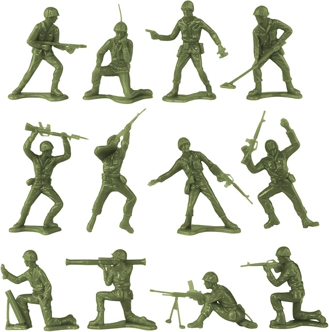 TimMee Plastic Army Men - OD Green 48pc Toy Soldier Figures - Made in USA