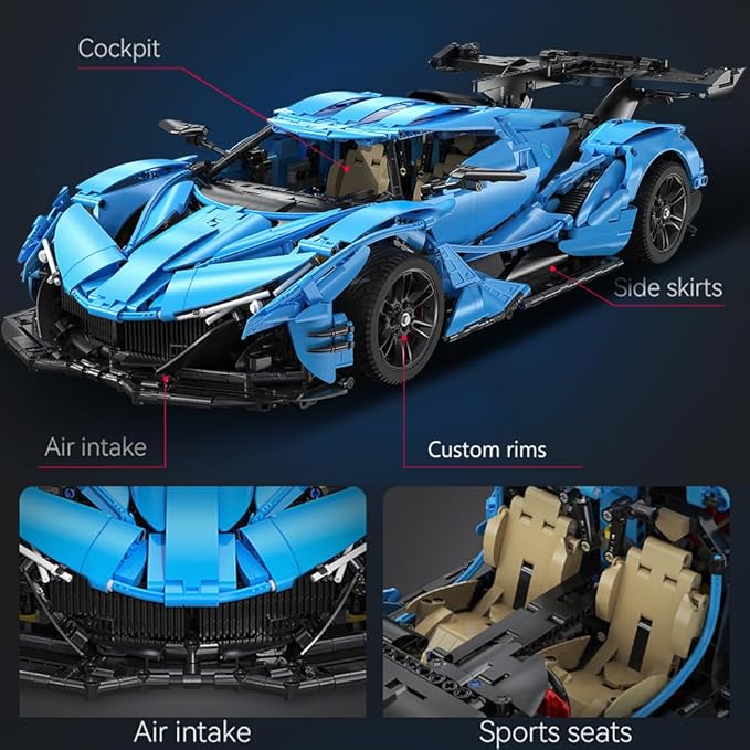 Master Apollo IE C64003W Super Car Building Kit,3865/pcs MOC Building Blocks for Adults and Teens,1:8 Model Sports Car Sets, V12 Hypercar Technology Bricks