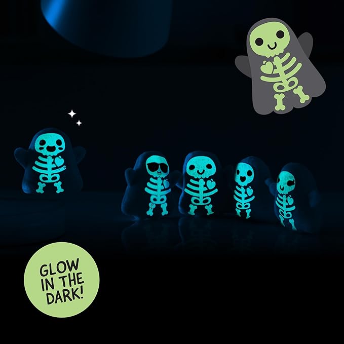 Emotional Support Ghosts by Relatable, Cuddly Plush Collectibles and Cute Stuffed Animals, Spooky Halloween Ghost Plushies and Fun Trick or Treat Toys, Includes 5 Plushies with Carrying Basket