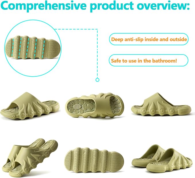 Plantar Fasciitis Relief Foot Massager for Plantar Fasciitis Shoes Women Acupressure Massage Slippers Reflexology Sandals Relaxation Gifts for Mom Dad Parents (Green,women5-5.5/men 4-4.5)