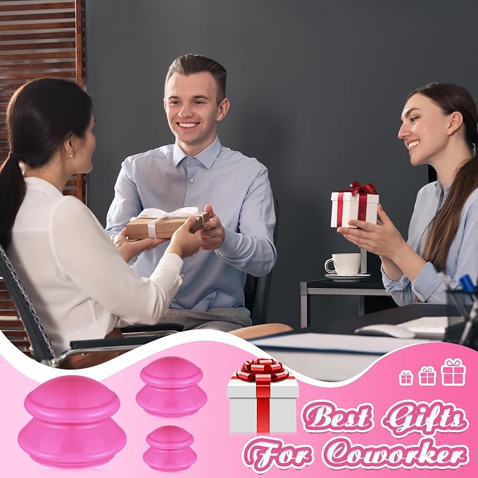 TrelaCo 6 Pcs Cupping Kit for Massage Therapy 3 Sizes Silicone Cupping Set Chinese Massage Therapy for Studio Household Cellulite Joint Pain Muscle Pain(Hot Pink)
