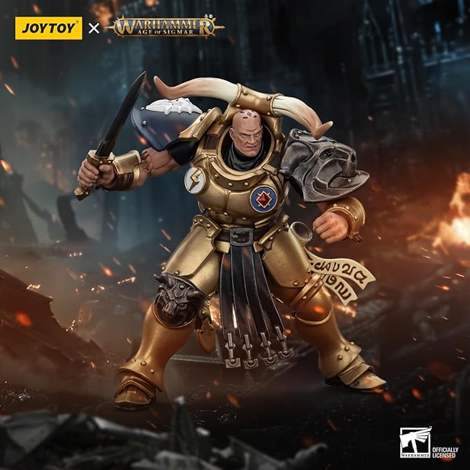 JOYTOY Warhammer 1/18 Action Figure Age of Sigmar Stormcast Eternals The Blacktalons Rostus Oxenhammer 5.35in Mecha Joy Toy Collection Model