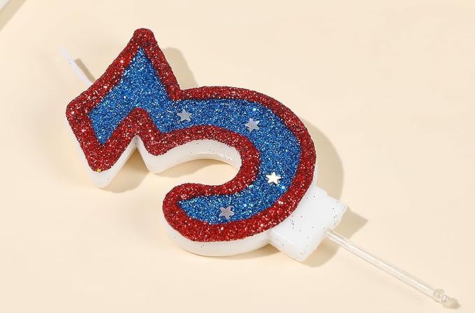 Number 3 Candle Birthday Boy Girl 3rd Birthday Cake Topper, Blue Captain Hero 3 Birthday Candle for Kid's Superheroes Theme Party Cake Decoration
