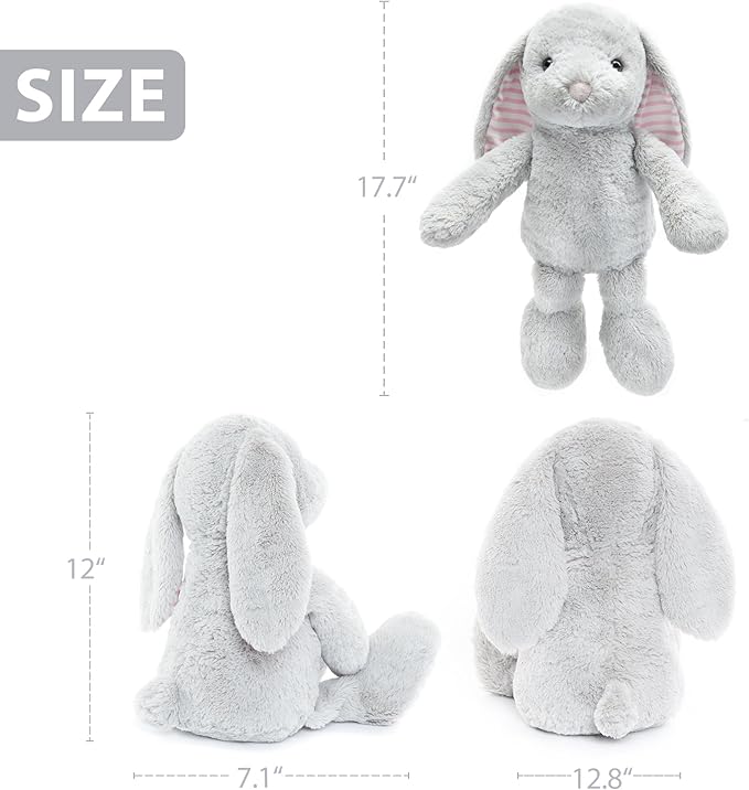 Gray Bunny Rabbit Stuffed Animals Plush Toys for Kids Girls Boys Baby Birthday Bedtime Gift, 17.7 inches
