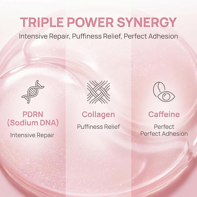 PDRN Pink Caffeine Collagen Eye Patch for Night CareㅣFuller-Looking Eye Area, Under-Eye Puffiness, Dark Circles Care for Smooth, Radiant & Youthful-Looking | Korean Skincare, K-Beauty (1PC)