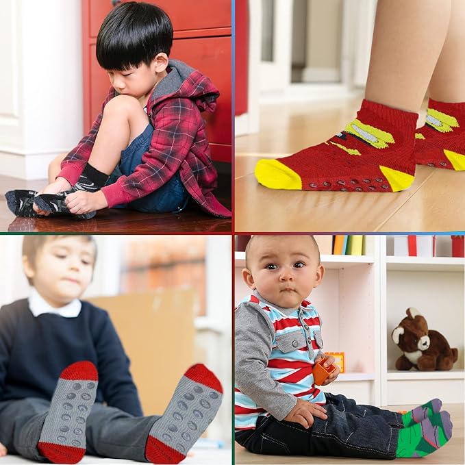 Marvel Spiderman Grip Socks, 10 Pack, Toddler Boys, Ankle Length, Multicolor, Small