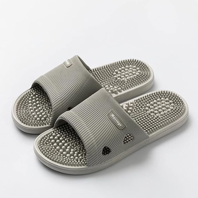 Acupressure Massage Slippers for Plantar Fasciitis for Women Acupuncture Slippers Arthritis Neuropathy Pain Relief Non-Slip Massage Sandals Women Stress Relief Gifts for Bath (US Men 6.5-7.5, Grey)