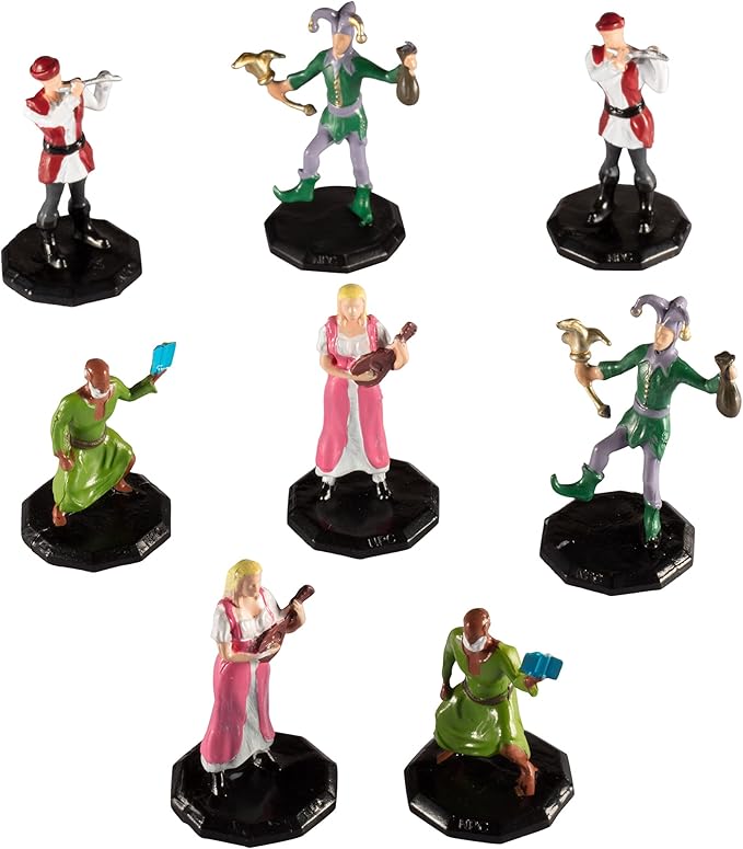 Monster Townsfolk Mini Fantasy Figures - 8pc Hand-Painted Entertainer Non Player Character NPC Miniatures - 1" Hex-Sized Compatible w DND Dungeons Dragons Pathfinder RPG Tabletop Games