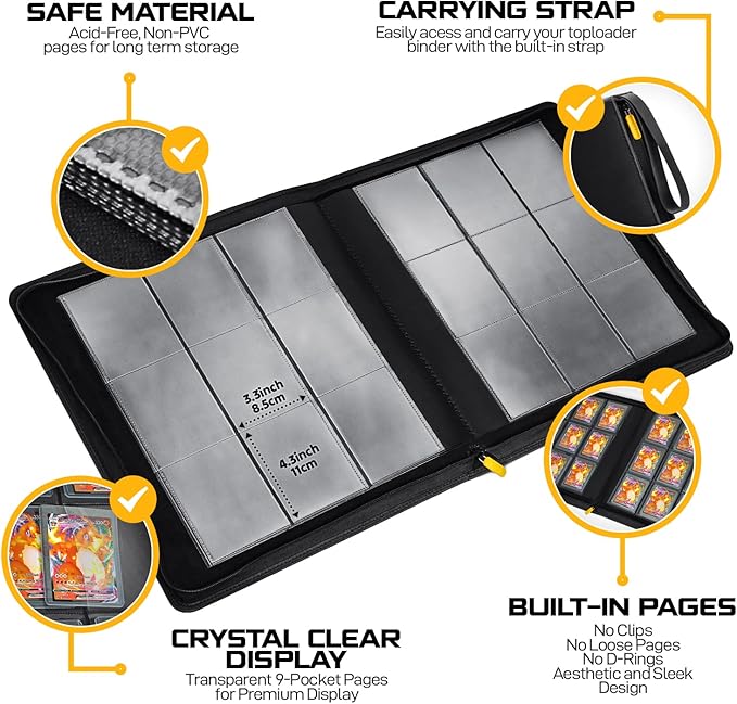 X PRO Top Load Card Binder - Compatible with Top-loading Card Cases - Fits 252 | 20 Premium Loaders Included | 9-Pocket Ringless Double-Sided Pages | Storage for TCG & Sports Cards