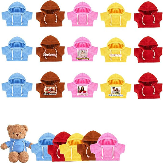 15 Pcs Custom Clothes for Teddy Bears with Text Photo, Personalized Stuffed Animal Clothes Fit 8-16 inch Stuffed Bear Sweater Outfit, Custom Doll Clothing Make Your Own Plush Doll Shirt