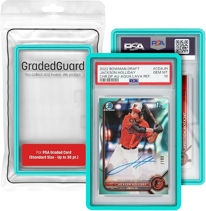 GradedGuard PSA Card Slab Protector Case, Standard PSA Size, Impact Resistant TPU Holder, Drop & Scratch Proof Frame for Graded Sports TCG Collectible Trading Cards. (Mint)