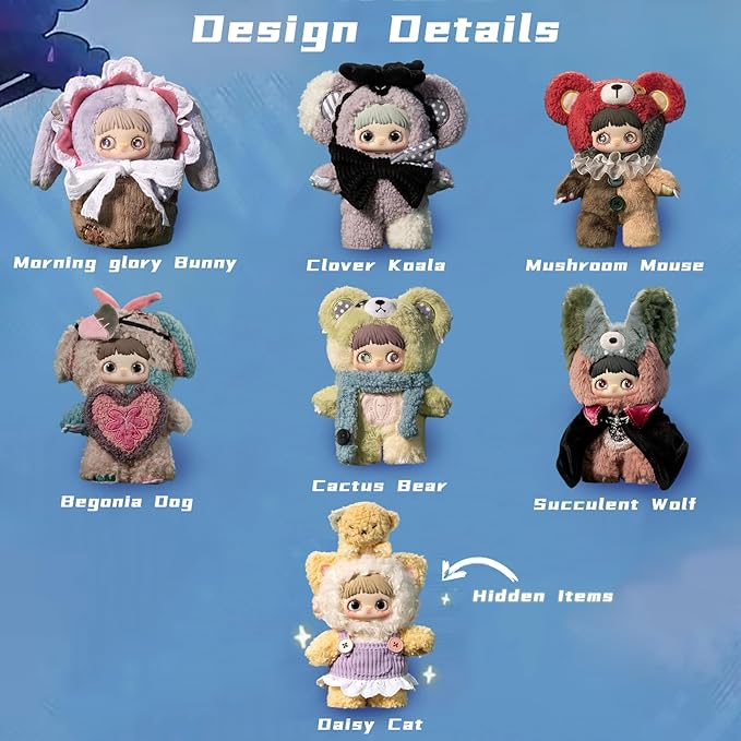 Plush Blind Box,Maymei Twin Secret Realm Series Stuffed Blind Box Doll 1PC,Kawaii Mystery Plush Toys Collectible for Birthday Gift,Halloween Plush Toys (1 of 7 Possible Styles)