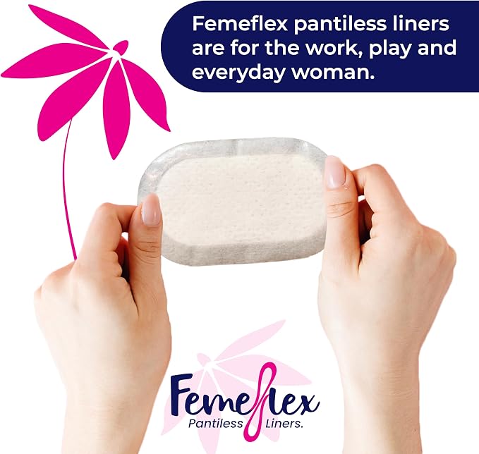 Femeflex Pantiless Panty Liners - Trial Pack (2 Count) Discreet|Compact|One Size Fits All|Wear All Day|Incontinence Support|Slight to Moderate Urine Leakage| No Panties No Problem