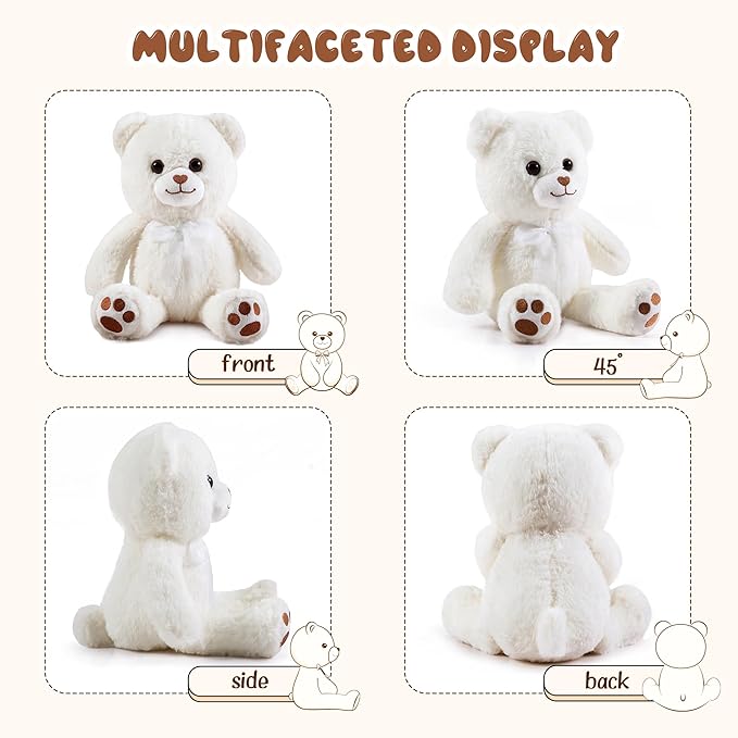 White Teddy Bear Stuffed Animal Small Teddy Bear with Heart Plush Toys Stuffed Animals for Girls Cute Stuffed Animals Teddy Bears Stuffed Bear Plush 9 Inch Animal Plushies Halloween
