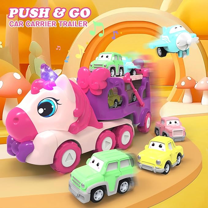 Toys for 3 4 5 6 7 Year Old Toddler Girl,Carrier Truck Princess Cars for Girls,Light & Sound,3 4 5 6 Year Old Girl Birthday Gifts
