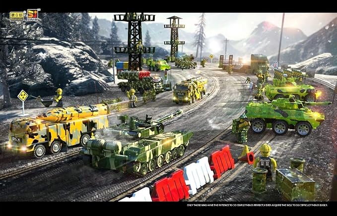 Military Vehicles and Army Battle Site Set with Storage Container, 6 Vehicles, Scout Tower, Missile Truck, Tank (Military-playsets)