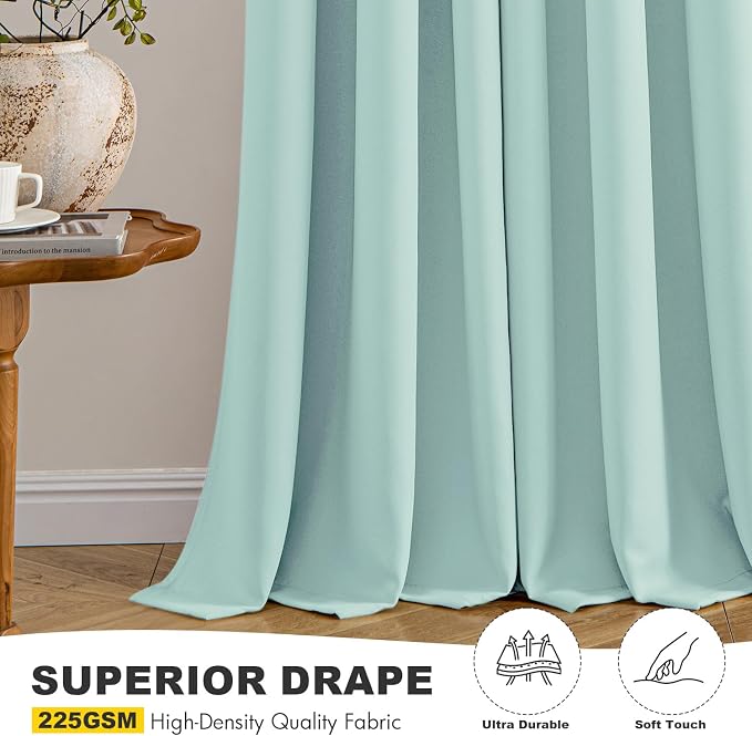 MIULEE Blackout Curtains for Bedroom 2 Panels 40 x 54 Inch Long Aqua | Thermal Insulated, Living Room Darkening Grommet Drapes, Noise Reducing, Light Blocking Window Treatments
