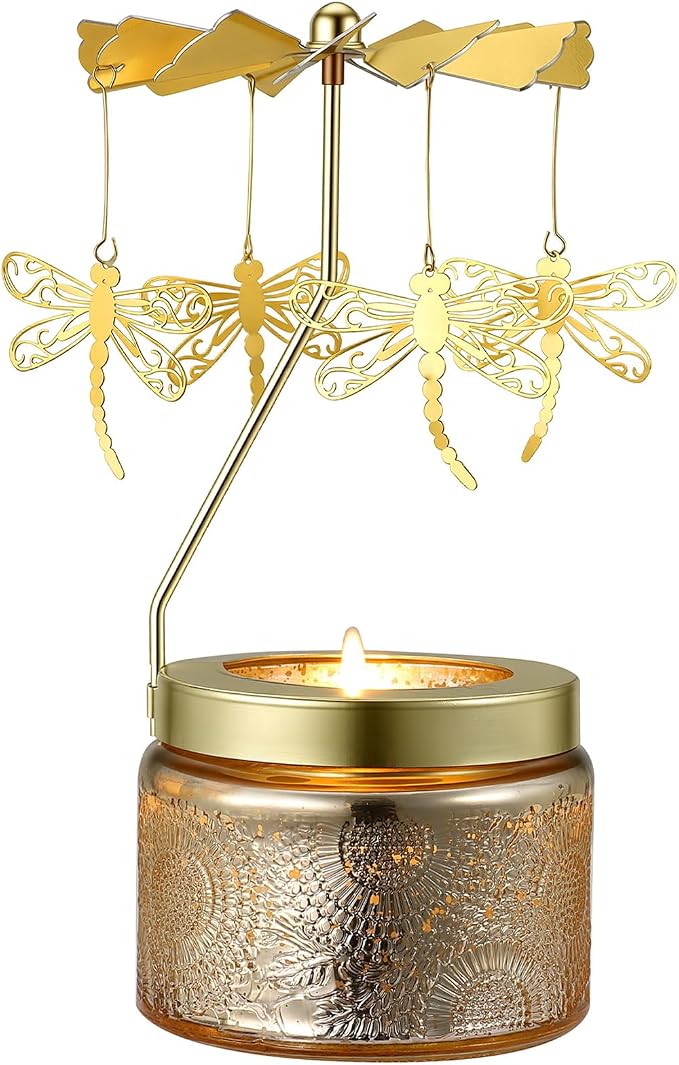 Dragonfly Rotating Scented Candle, Gifts for Women Mom Daughter Sister Wife | Birthday Gifts for Women Friendship, Unique Candle Gift for Christmas Anniversary Mothers Day