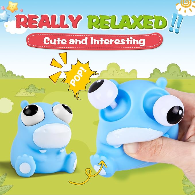 8 Pack Animal Squishy Fidget Toys, Cute Squishies Toys for Kids Adults, Pop Out Eyes Toy, Popping Eye Stress Relief Toy, Easter Basket Stuffers, Party Favors, Goodie Bag Stuffers and Classroom Prizes