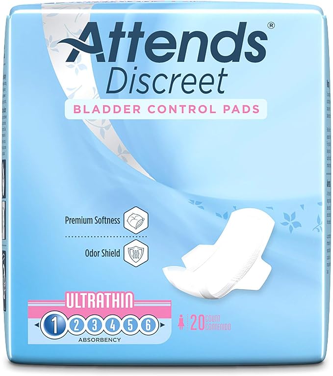 ADPTHIN - Attends Discreet Women's Ultrathin Pads, 20 Count (x24)