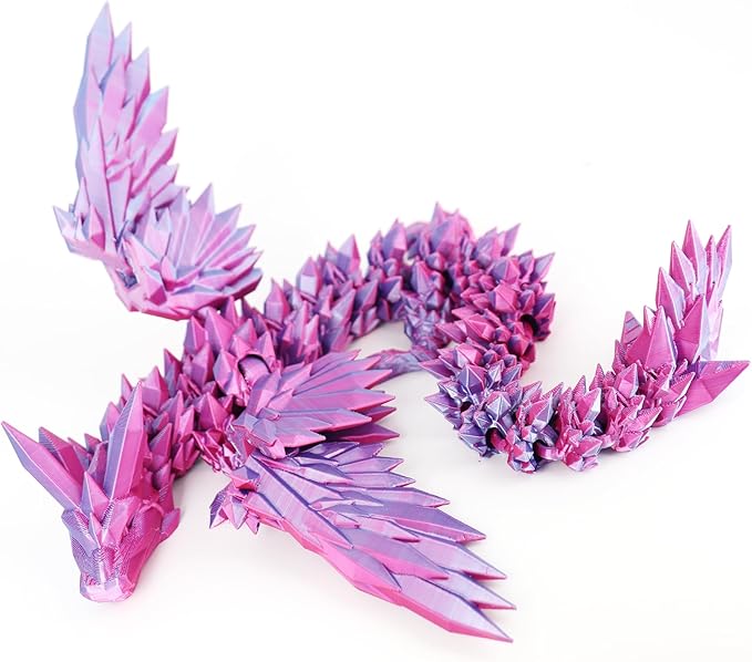 ACOCOFE 3D Printed Dragon with Wings, 18 inch Flying Articulated Winged Dragon, Mystery Crystal Dragons,Home Office Decor Gift (Dream Blue)