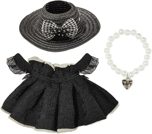 17cm Dolls Clothes,6.7 Inches Cute Doll Clothes Set,Doll Accessories for Collectors,Dress Up Doll Clothing Set Replacement Fashion Outfit Collection(NO Dolls) (Black)