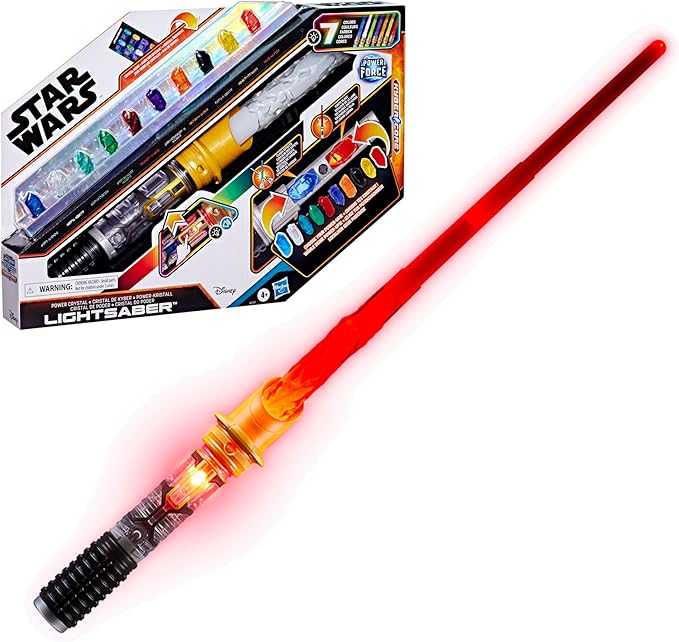 STAR WARS Power Crystal Lightsaber, 7 Colors & 10 Crystals, 50+ Color-Changing Combinations, Lights & Sounds, Toys for Boys & Girls Ages 4+