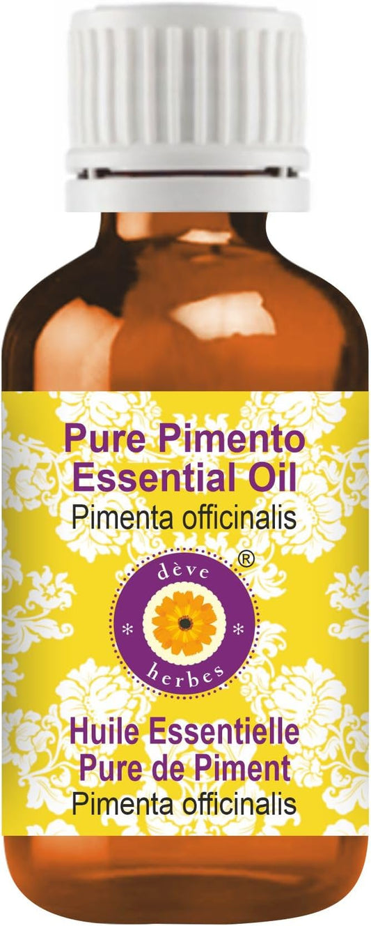 dève herbes Pimento Essential Oil (Pimenta officinalis) Pure | Non-Sticky | Non-Greasy | Lightweight | Men & Women | All Skin Types | Steam Distilled 30ml (1 oz)