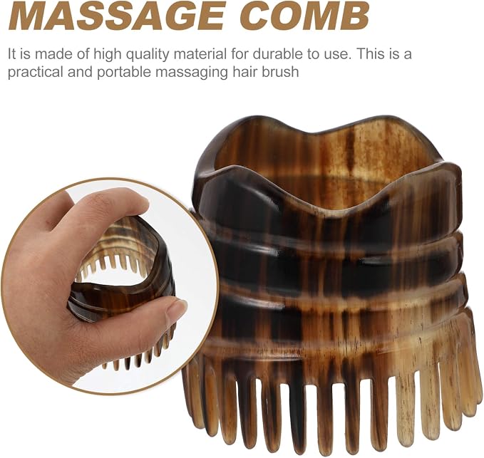 Dandruff Comb Scalp Massager Tool, Natural Bull Horn Scalp Massage Comb Hair Growth, Head Massager Stimulator Exfoliator Shampoo Brush for Women Hair Care（Random Styles）