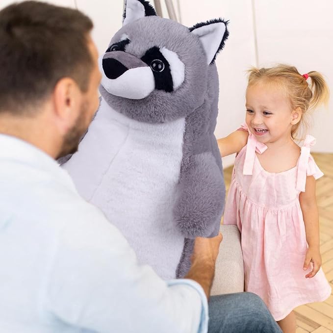 ARELUX Giant 22in Big Raccoon Plush Large Stuffed Animal Hugging Pillow: Soft Jumbo Sleeping Body Warm Fluffy Pillow Adorable Chubby Plushie Toy Gifts for Boys Girls