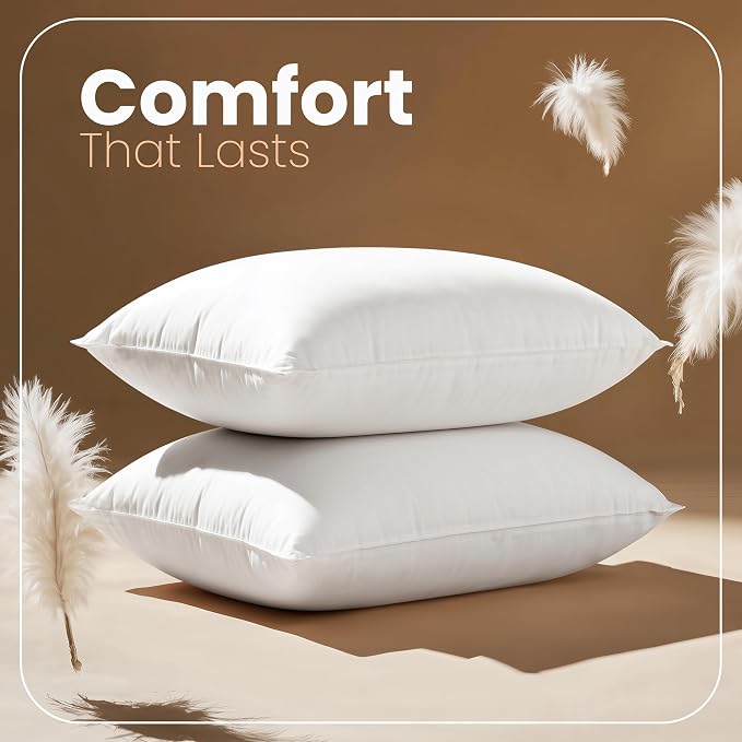 Utopia Bedding 12x20 Pillow Inserts, White Throw Pillows for Couch, 2 Pack | 100% Virgin Filling, Indoor cushion inserts for bed, sofa & couch, Supportive & fluffy decorative pillows, Set of 2, White