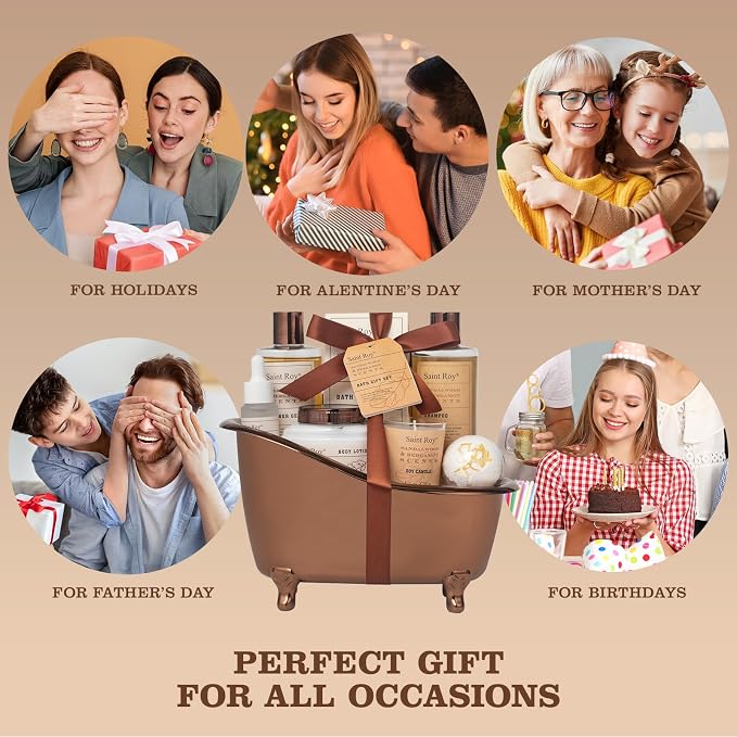Bath Gifts for Men Dad Birthday Gifts Spa Kit Cedar & Bergamot Mens Gift | Bath Gift Set and Shower Gift Bath and Body Gift Basket Set Mans Gift Bath Spa Kit Spa Baskets, Home Spa Care Men Gift set