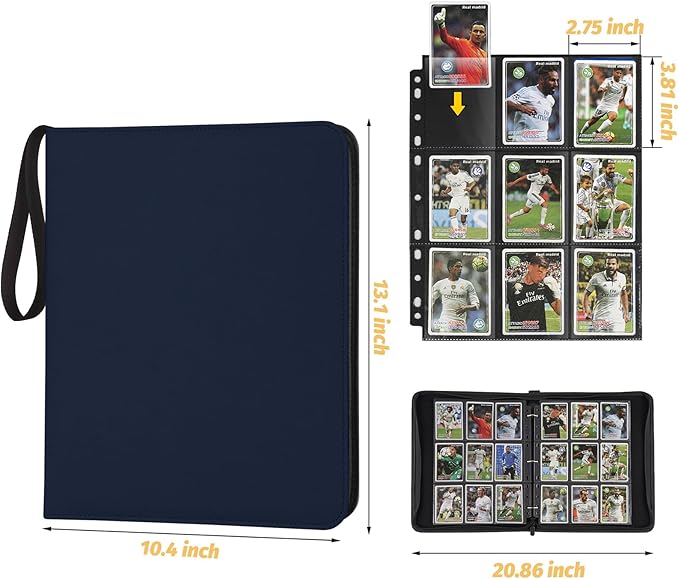 GERMUN Trading Card Binder, 720 Pockets Card Binder, 9-Poccket Sided Pocket Sports Card Binder, Premium Card Binders Compatible with MTG, TCG, Baseball Cards(Dimond Blue)