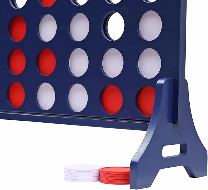Tailgating Pros Premium Navy Giant Four in a Row with Carrying Case - Jumbo Oversized Outdoor Yard Game - Connect Multiple Pucks in a Row to Win - Many Puck Colors Available!