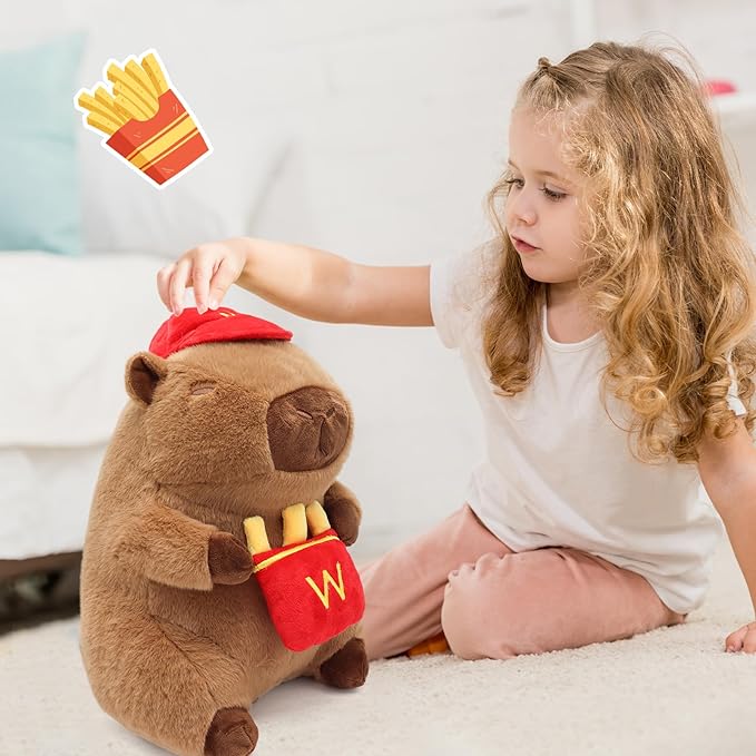 French Fries Capybara Plush 13.7inch, Cute French Fry Capybara Stuffed Animal Giant Capibara Plushies Pillow Toy Gifts for Boys Girls Kids