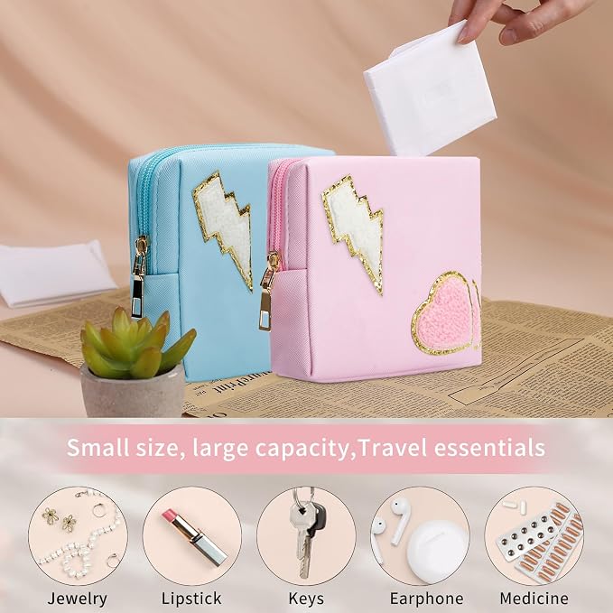 Period Bag for women Girls | PU Leather Sanitary Napkin Storage Bag | Cute Pads Bags for Period | Discreet Menstrual Pouch for Pads, Tampons, Menstrual Cups | Perfect for Travel & Daily Use