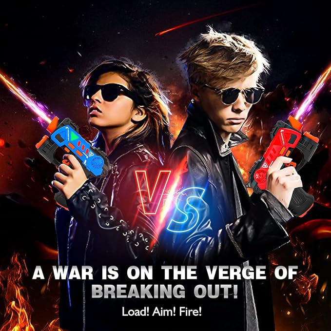 Laser Tag Guns Set of 4, Laser Tag for Boys Age 8-12 with 4 Infrared Vests & 4 Laser Guns, Multi Players Sports & Outdoor Play Toys, Outside Activity Backyard Games