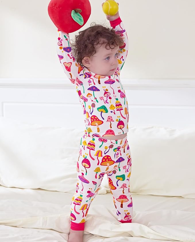 Bamboo Viscose Toddler Girls Kids Pajamas Unicorn Mermaid Pjs Long Sleeve Snug fit 12M-8Y 2pcs Soft Jammies