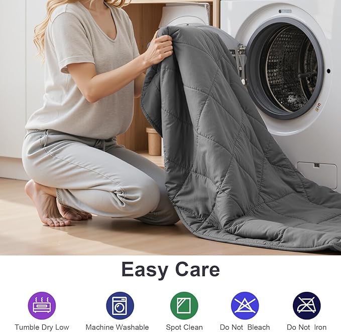 Weighted Blanket 15lbs 48"x72", Cooling Heavy Throw for 160-220lbs Persons, Premium Glass Beads & Soft Breathable Fabric for All-Season Sleeping Comfort