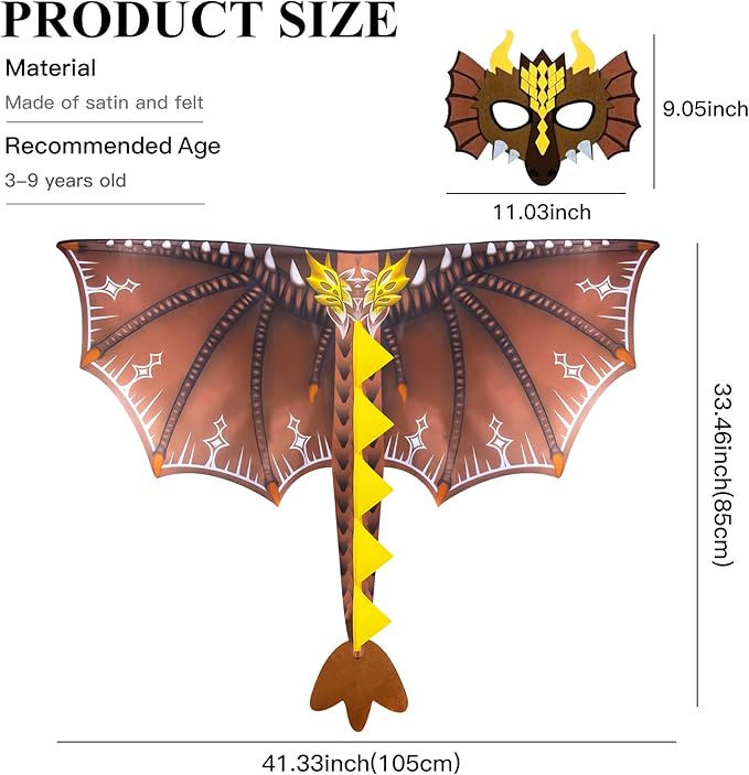 D.Q.Z Toddlers Dragon-Wings Costume for Kids Dinosaur Toys Gifts for 4 Years old Boys Girls Birthday Dress Up Party