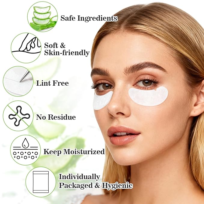 50 Eye Pads Lash Extensions - Thickened Under Eye Patches Hydrogel Eyepads for Extensions Lash Eyepads Bulk Parches Para PestañAs Eyelash Gel Pads Eyelash Tech Must Haves Eyepads Accessories