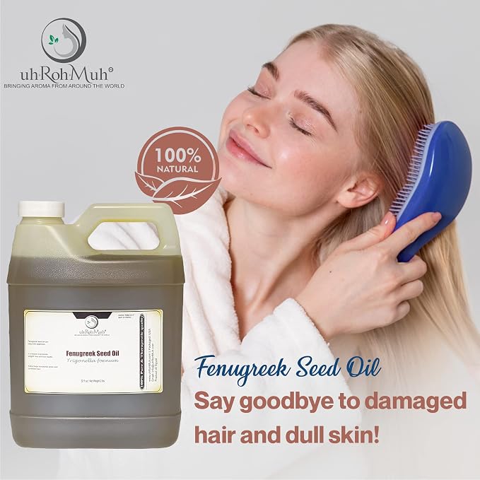 uh*Roh*Muh Premium Egyptian Organic Fenugreek Carrier Oil - USDA Certified, Pure & Unadulterated - Perfect for Hair, Skin Care & Aromatherapy - 100% Natural 32 fl oz (Net Wt. 0.86 kg / 1.9 lb)