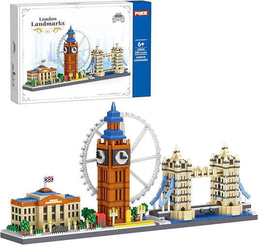 Architecture London Skyline Collection Micro Mini Building Set,3110Pcs Famous Landmarks Model Building Toys with London Eye,Big Ben,British Museum,Tower Bridge,STEM Creative Gift for Adults Kids 6+