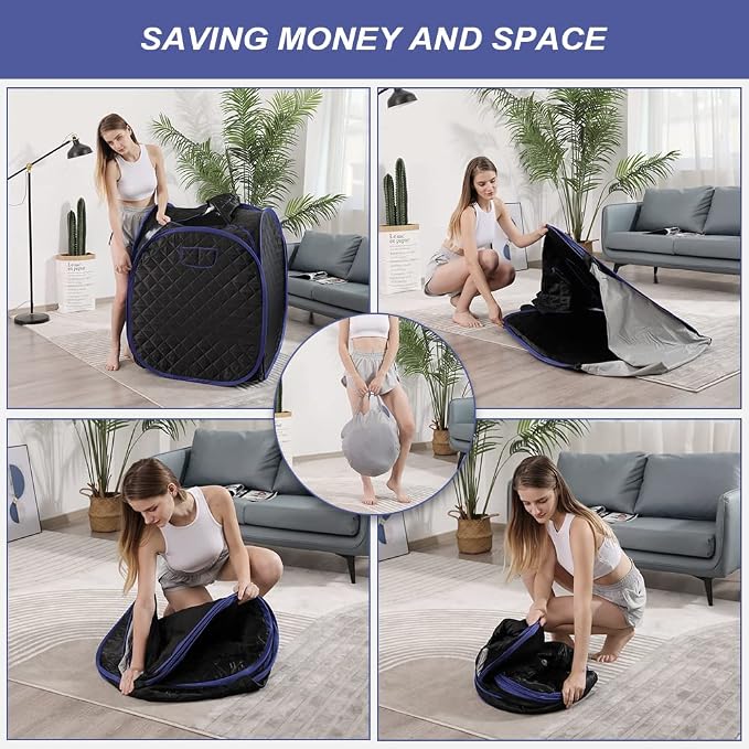 Smartmak Portable Sauna Kit, one Person Full Body at Home Spa Hat Tent, Include 2L Steamer with Remote Control for Detox US Plug- Black