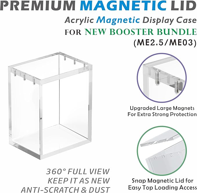 1PC Acrylic Magnetic Case for Booster Bundle/Build & Battle Magnetic Lid Clear Display Box for Booster Bundle(NOT Compatible NEW Booster Bundle) Protector Acrylic Storage Container