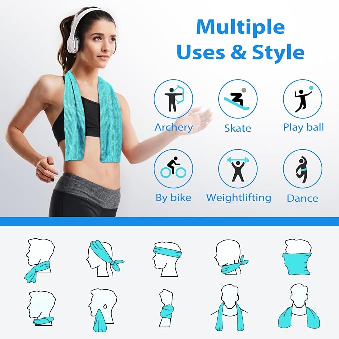 Cooling Towels - 5 Pack Gym Towels, Gym Towel for Working Out, Yoga Towel, Quick Dry Towel for Running, Camping, Fitness & More Activities